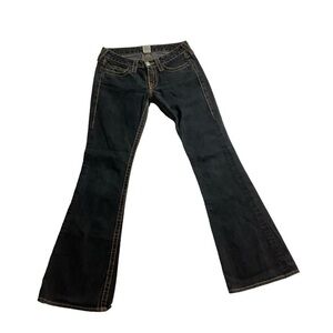 True Religion Bobby Big T Black Wash Jeans Size 28 Embroidered